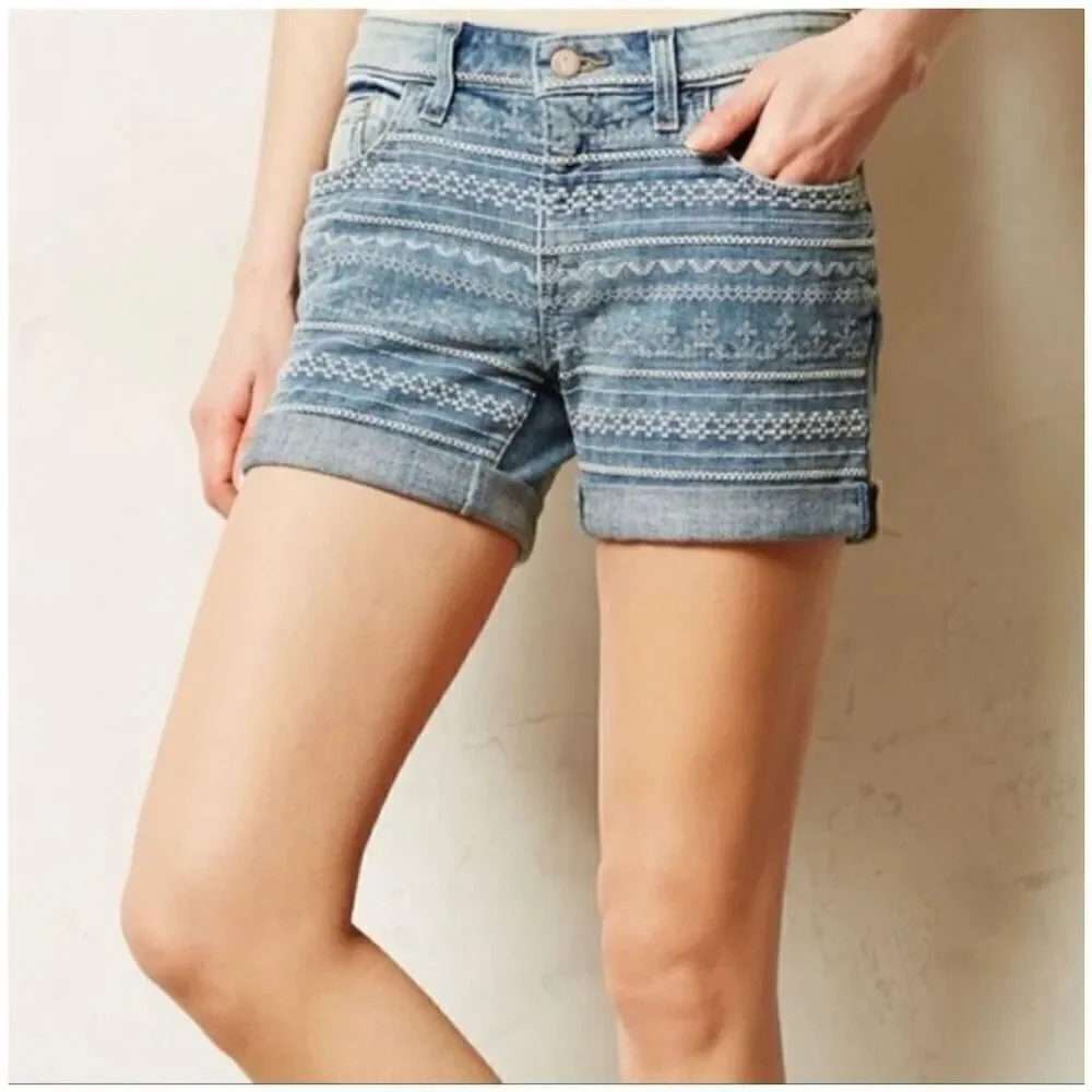 Pilcro embroidered boho STET midi shorts size 27 - Picture 1 of 10